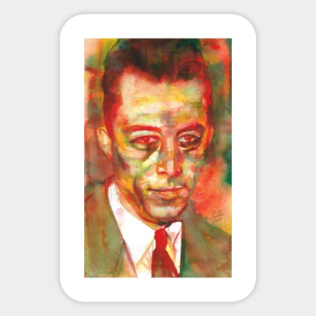 ALBERT CAMUS - watercolor portrait.1 Sticker by lautir